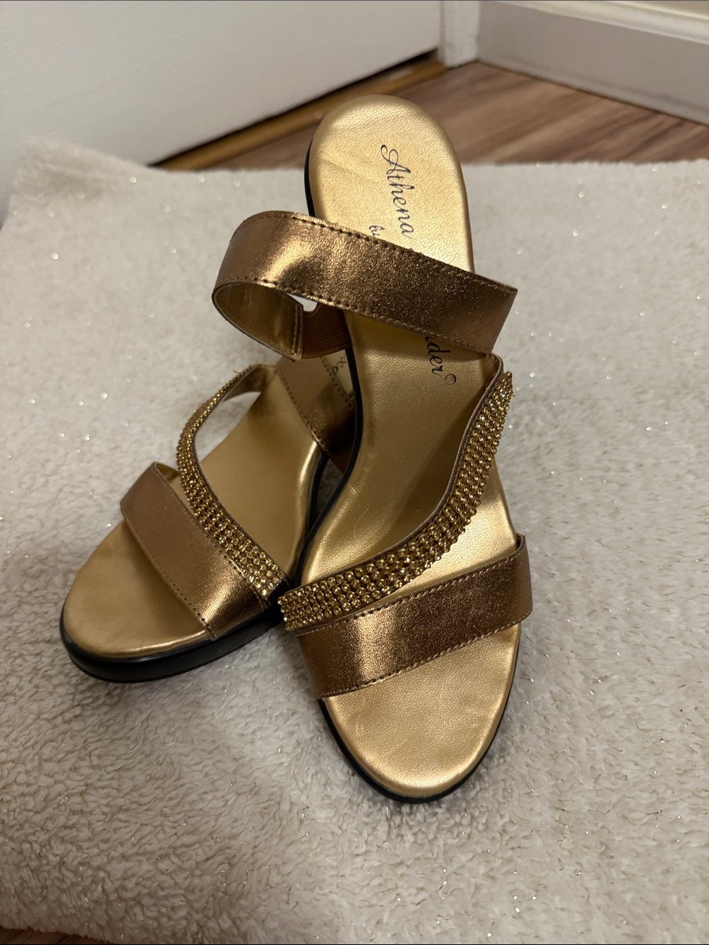 Athena Alexander Metallic Gold Heeled Sandals size 8